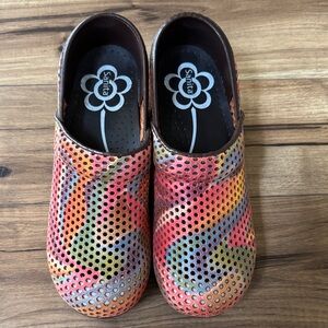 Sanita Multicolor Perforated Clogs Eur 38